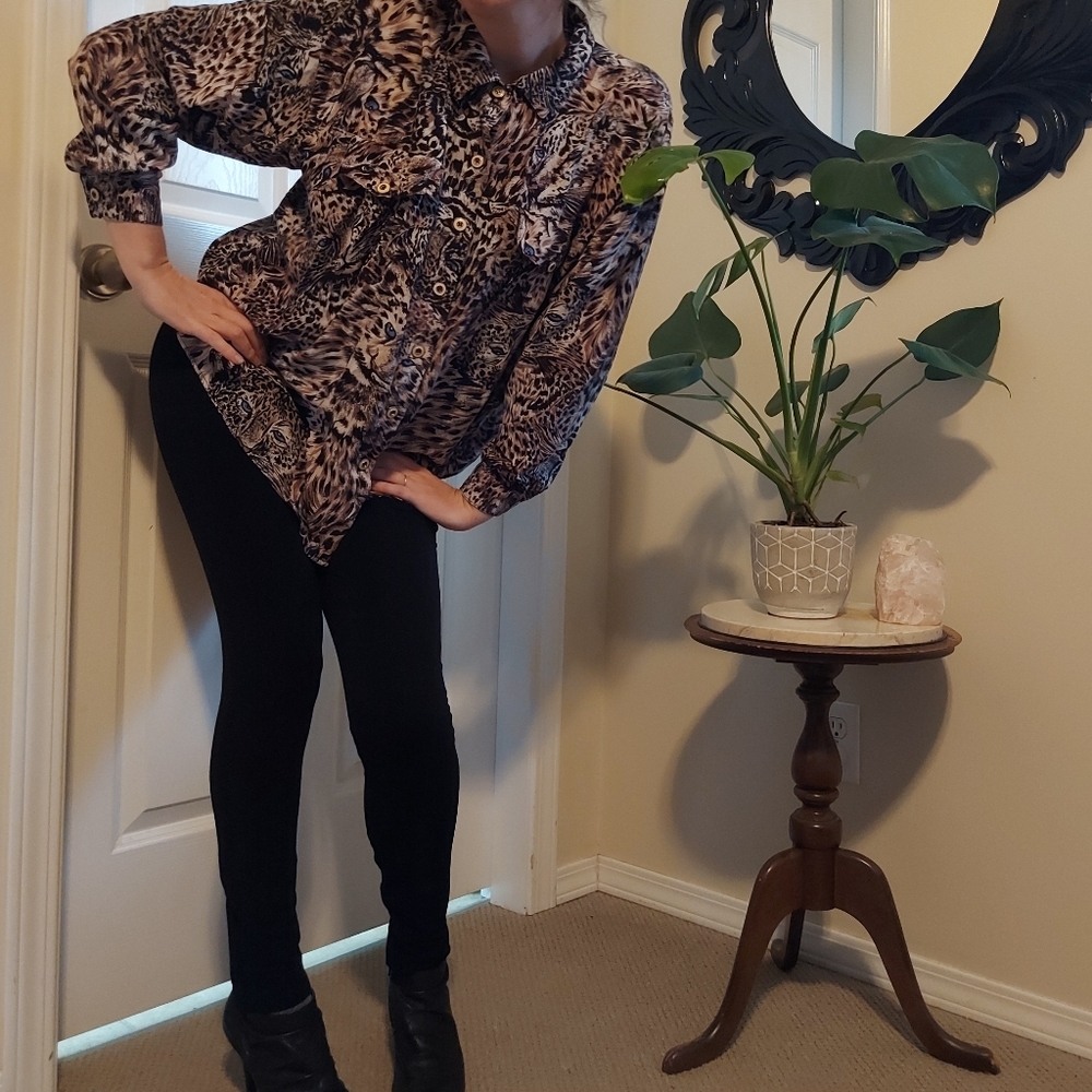 Leopard Button Up Top